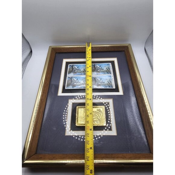 1992 Ducks Unlimited 5$ Stamps With Gold Stamp In Original Frame 8x10 Frame - Picture 9 of 11